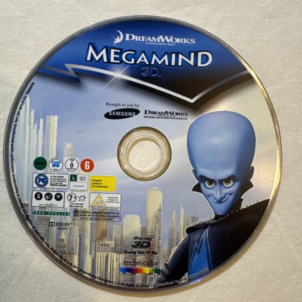 Megamind (3D Blu-ray, 2010) Promotional Movie Disc Only Will Ferrell Brad Pitt